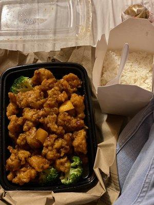 Orange Chicken with White Rice.