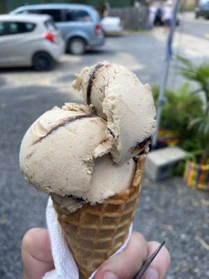 Peanut butter fudge ice cream (this is a vegan coconut cream)