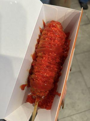 Hot Flaming Cheetah K-Corn Dog