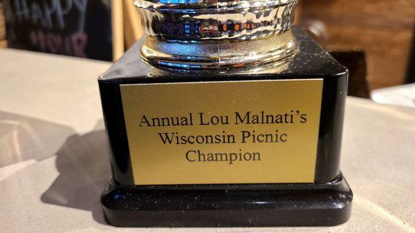 D' Trophy for WI Picnic champion Lou Malnati's Brookfield WI Sun 10 9 2022