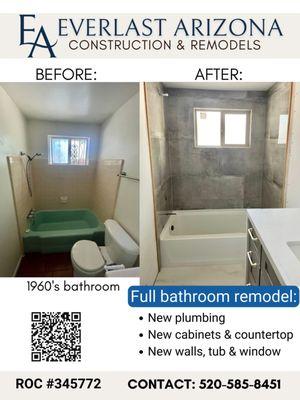 Before and after bathroom full renovation