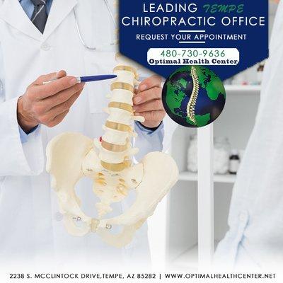 Chiropractic office in Tempe, Arizona, Optimal Health Center. Call: 480-730-9636, or visit  www.optimalhealthcenter.net.