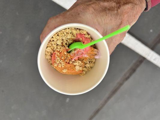 Mountain berry and watermelon topped with granola & butterfinger