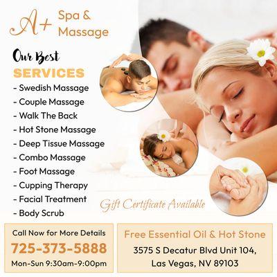 Welcome To A+ Spa & Massage