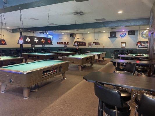 Pool tables and rear seating area