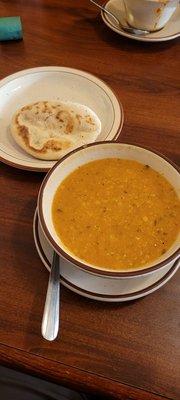 Crushed Lentil Soup and fresh bread.