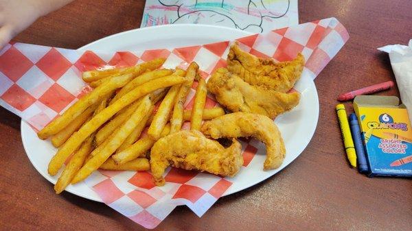 Chicken finger. Fries. Hot!