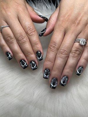 Halloween nailsArt cat eye 1015