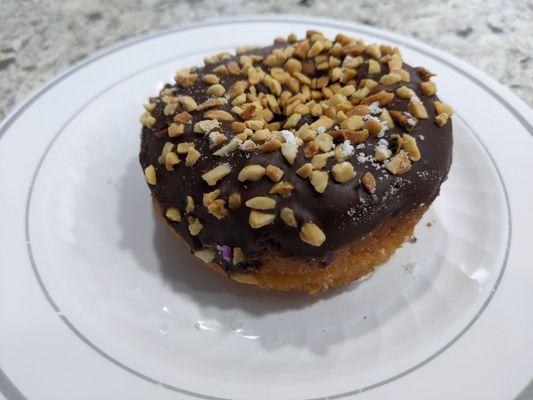 1/12/23 Cake Donut with Chocolate Icing and Peanuts