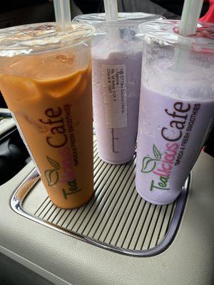 Thai tea is good  Taro cream blend good Taro coconut a bit sweet but delicious coconut blend