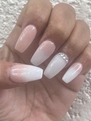 Nude and white ombré with rhinestones