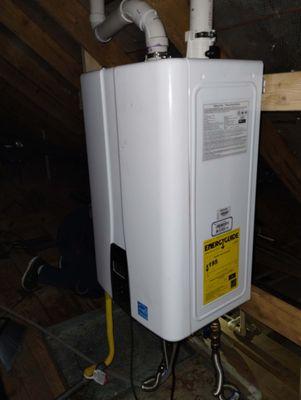 Tankless Water Heater Installation In The Attic!