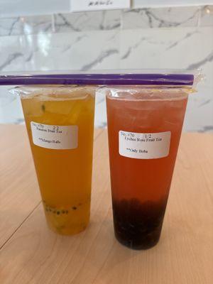 Lychee rose and passion fruit boba tea