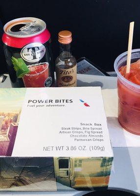 LOVE that AA serves Tito's (one can of Bloody Mary mix & one can of tomato juice mixed) 100% Bloody Sky High.