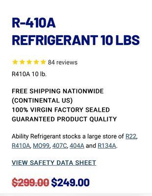 Why do you need to get $1,100 for $250 worth of refrigerant?