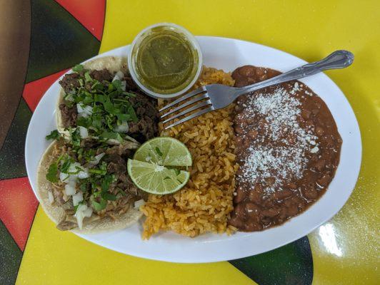 Friday taco plate special for $13.99. Also includes a drink.