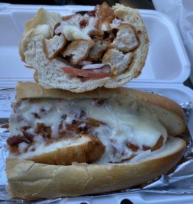 Johnny's Chicken Sandwich - Crispy Chicken, tomato, onion, Bacon, ranch dressing, toasted