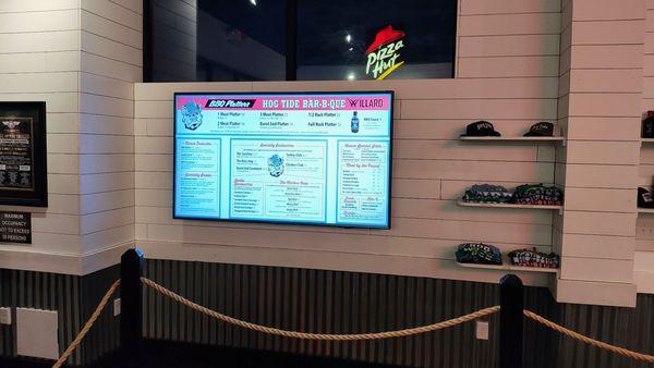 The menu and merchandise