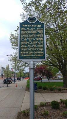 Postmasters Historical Marker in Marshall MI