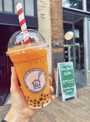 Thai iced tea with boba