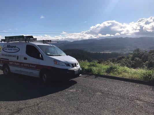 Our technician, Javier, taking a quick break to enjoy the view! Schedule your AC Or Furnace repair now!