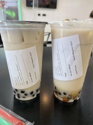 Lychee milk tea and jasmine Milk tea. Lychee has no flavor - Jasmine was good.