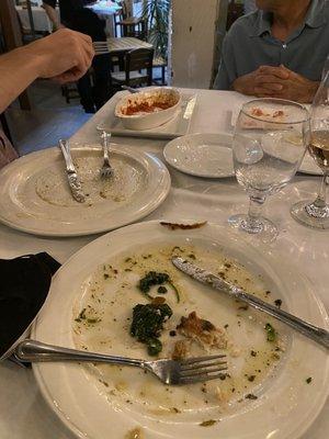 I always forget to take the picture BEFORE!! But as you can see ALL plates were cleaned. The fish and gnocchi were perfect!