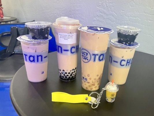 Royal Ceylon MT w/tiramisu foam&boba, Taro ball MT, + 2 free boba milk teas. Free boba keychain for becoming a new member! (6/24/23)