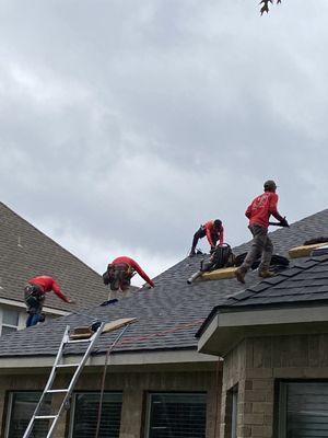 When it was time to install the new shingles, there were 5 teams working from all sides of our home which contributing to fast completion.