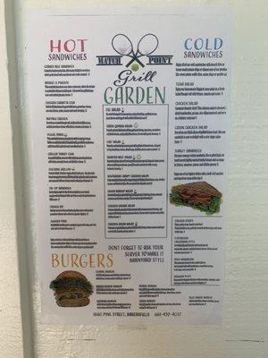 Current menu as of 5/26/21