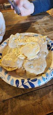 Full biscuit and gravy- $10 with an egg!