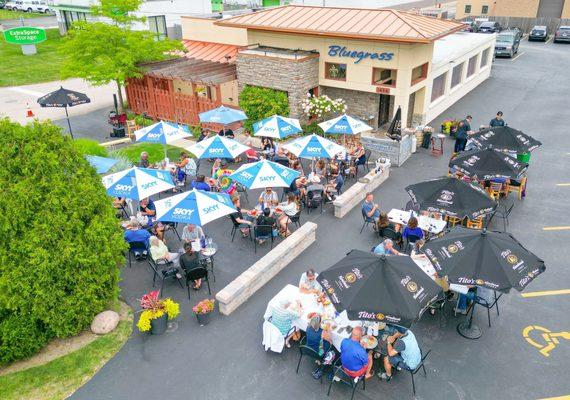 Drone view of the patio during a boil.