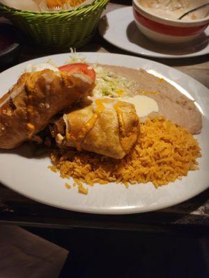 Grilled chicken chimichanga