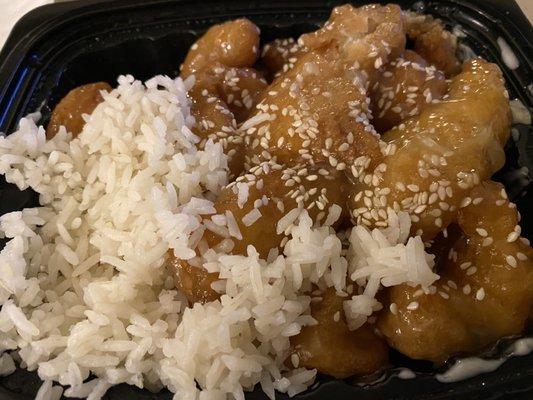 Coconut chicken and white rice. Good stuff!