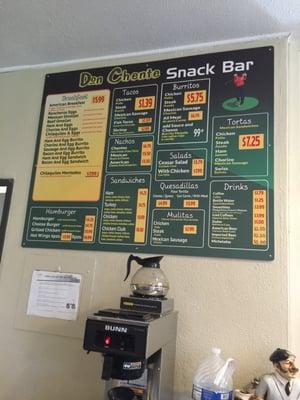 Don Chente snack bar menu