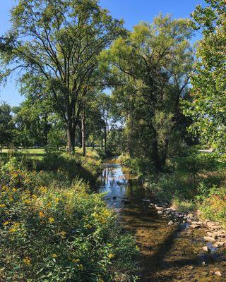 Pogue's winding through the Park with native Pollinators lining the banks