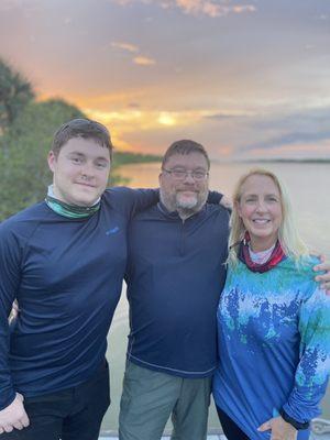 Our family in front of the bioluminescent bay.