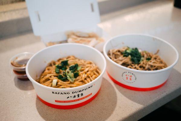 Potstickers, signature noodle, sesame noodle