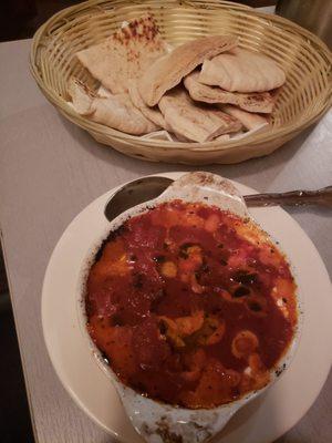 Goat Cheese/Marinara Dip with Stale Pita