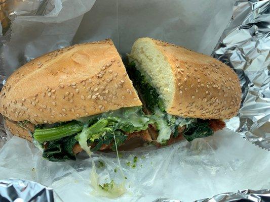 John special. Chicken cutlet, broccoli rabe and provolone