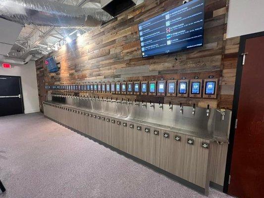 The self-pour tap wall with 40 taps (plus water)