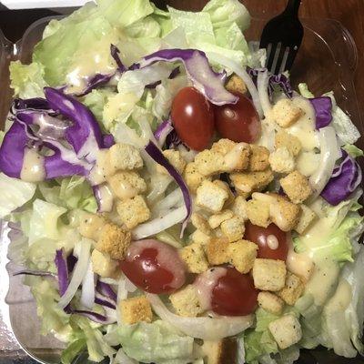 Garden salad with caesar dressing