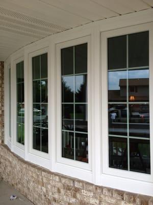 Five Section Bow Window with a tie into the circle brick below in Mechanicsburg, PA