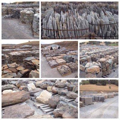 Large selection of natural stone for landscaping, hard escaping, and masonry use.