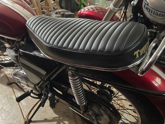 1969 Triumph seat re-covered by Cardenas