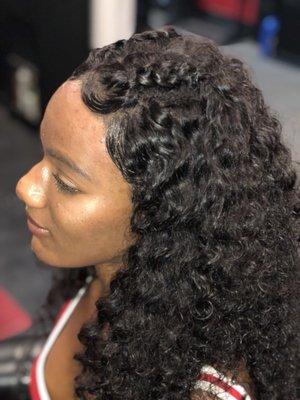 Full sew in extensions and frontal unit