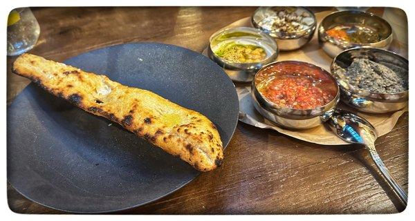 Fire oven bread and condiments. (don't miss out on the eggplant puree)