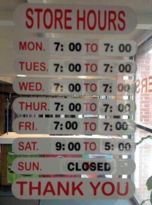 New store hours