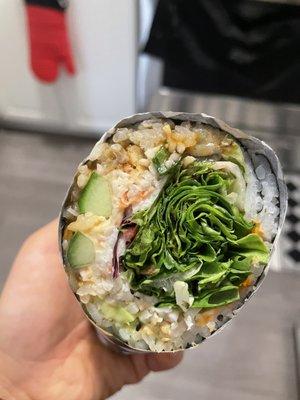 This is their "Unagi Sushi Burrito" with no unagi, filled with lettuce and a drizzle of eel sauce for $16 DO NOT ORDER FOOD HERE