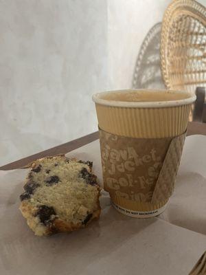 Blueberry lemon loaf paired with an horchata latte